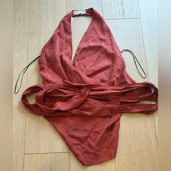 Zara Halter Wrap Top Open Back Adjustable Tie NWT – Fits XS-XXL - Picture 7 of 10